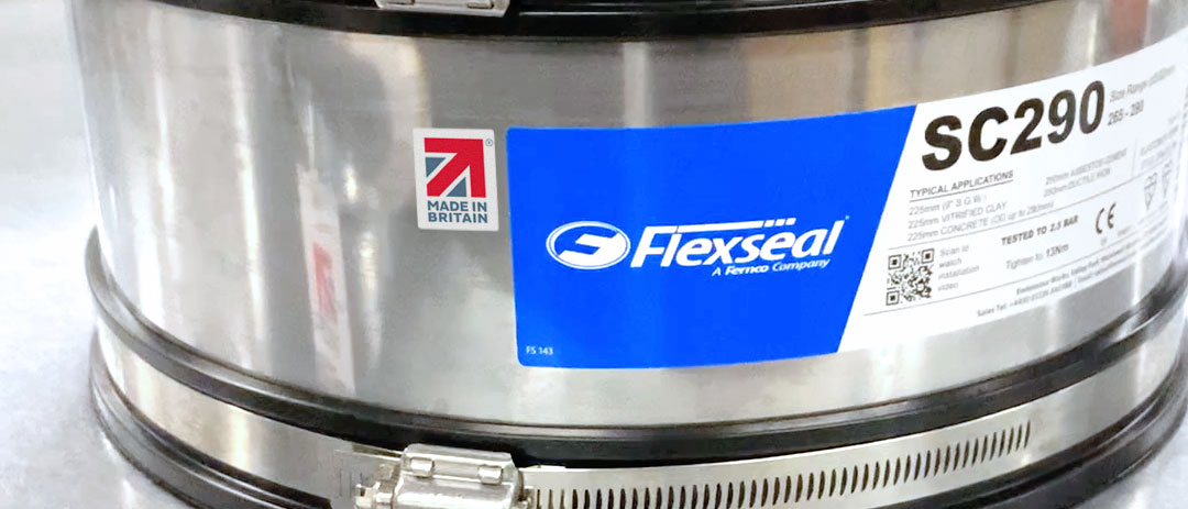 Flexseal Made in Britain Sticker on Standard Coupling